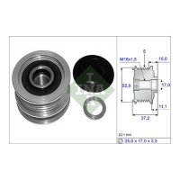 Fulie alternator (cu 5 caneluri) Sandero 1 - 1.4 mpi INA