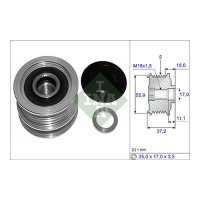 Fulie alternator (cu 5 caneluri) Logan 1 - 1.6 mpi INA