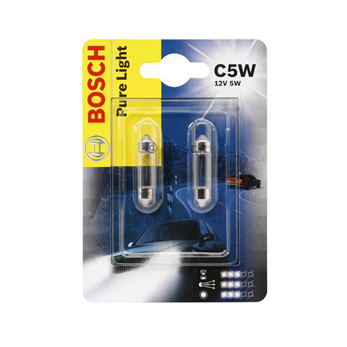 Set de 2 becuri SV8,5 12V 5W 35mm C5W (blister) BOSCH - Apasa pe imagine pentru inchidere