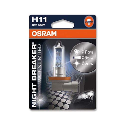 Bec H11 12V 55W PGJ19-2 NIGHT BREAKER UNLIMITED (blister) OSRAM - Apasa pe imagine pentru inchidere