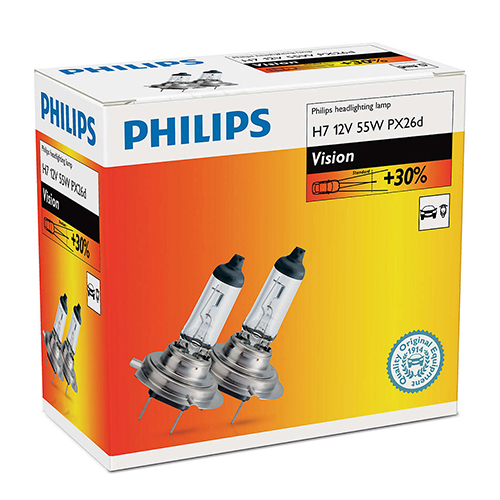 Set 2 becuri far H7 55W 12V VISION PHILIPS - Apasa pe imagine pentru inchidere