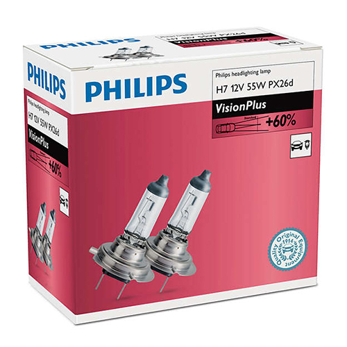 Set 2 becuri far H7 55W 12V VisionPlus PHILIPS - Apasa pe imagine pentru inchidere